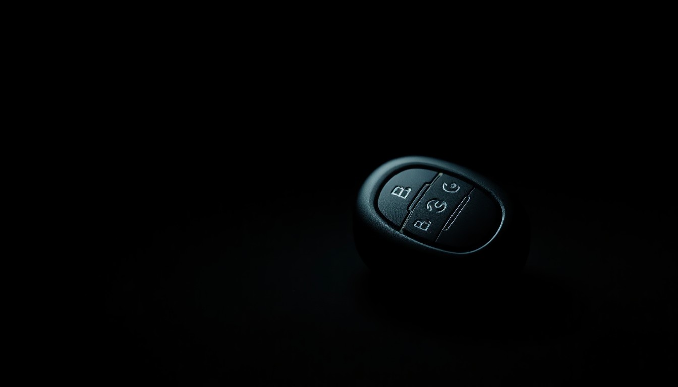An extreme close-up photograph of a car key against a pitch-black background, the harsh flash creating a stark, gritty aesthetic that conceptually represents the serious nature of a driving violation arrest.