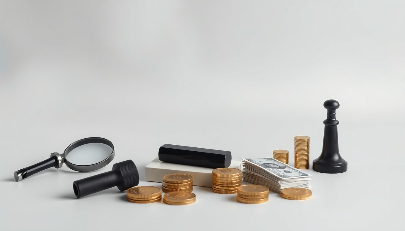 A high-end, photorealistic studio still-life photograph featuring a stack of neatly organized documents, a calculator, and a pen on a clean, monochromatic background, conceptually representing the data-driven, investigative nature of EPR advisory services.