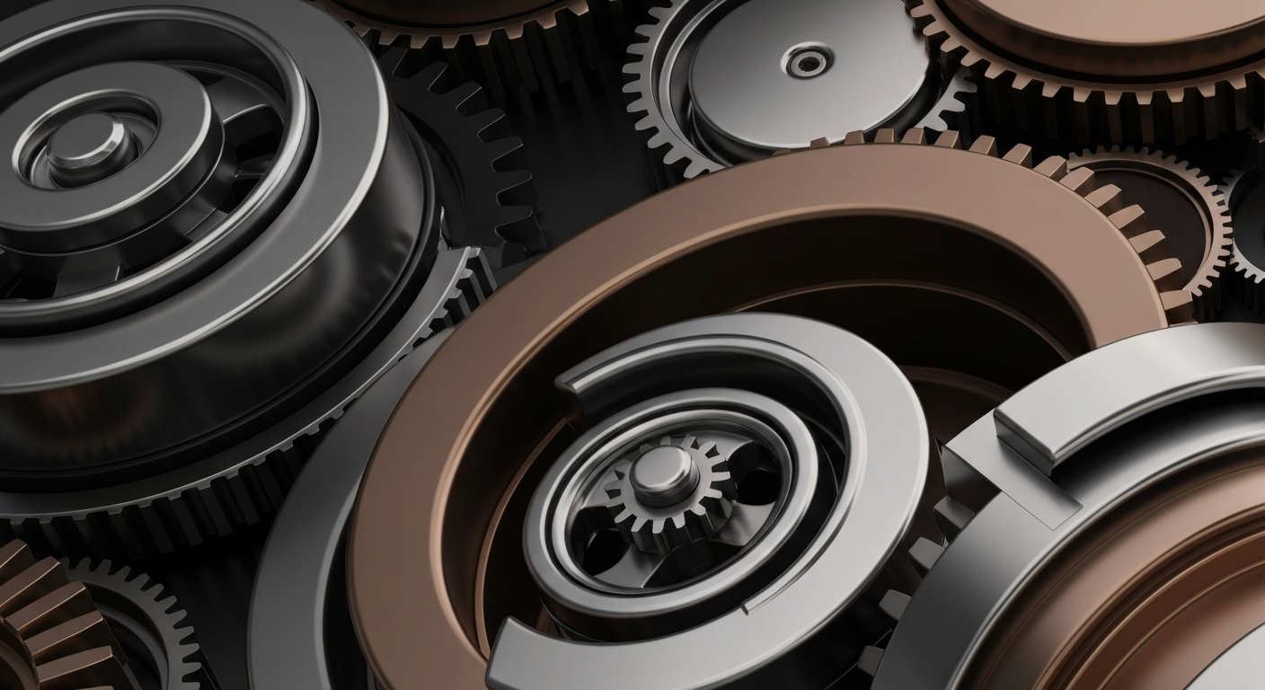 An extreme close-up of intricate, metallic banking machinery and gears, conveying the secure, institutional nature of a major university's investment in an oil and gas producer.