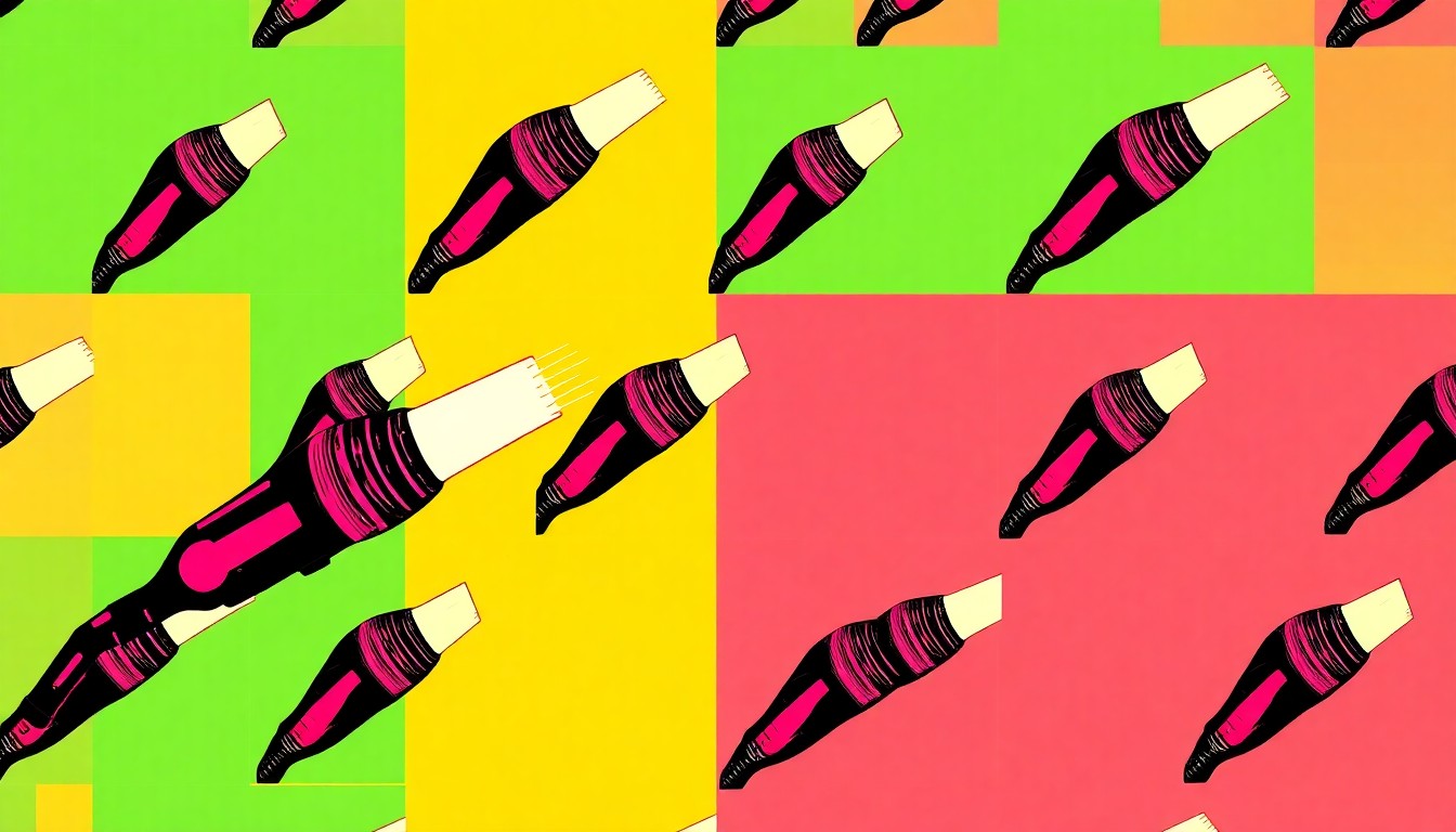 A bold, colorful silkscreen print featuring a welding torch repeated in a grid pattern, representing the advanced manufacturing training and equipment available at the new Pioneer CTC facility.