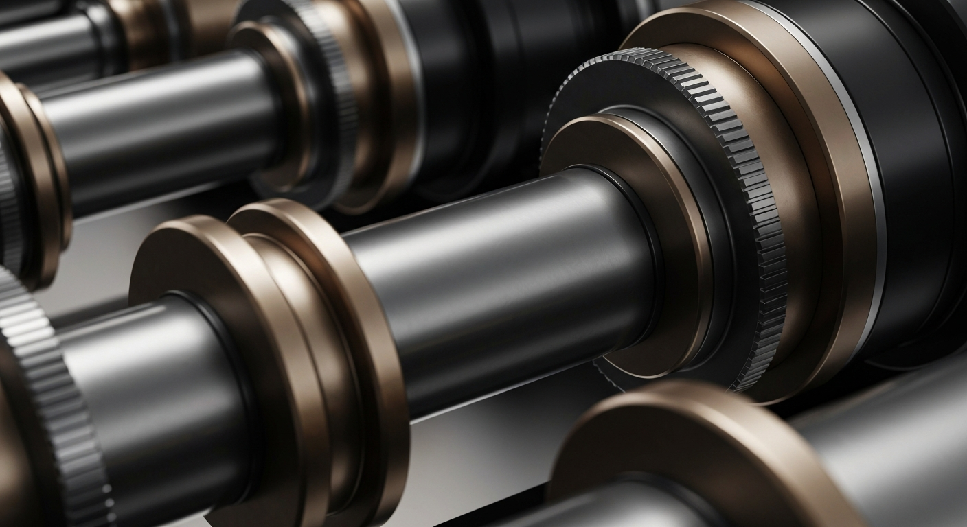 A highly detailed, cinematic close-up of heavy, industrial banking machinery and mechanisms, conveying a sense of institutional strength and financial security through the use of bold, textured metallic tones and dramatic lighting.