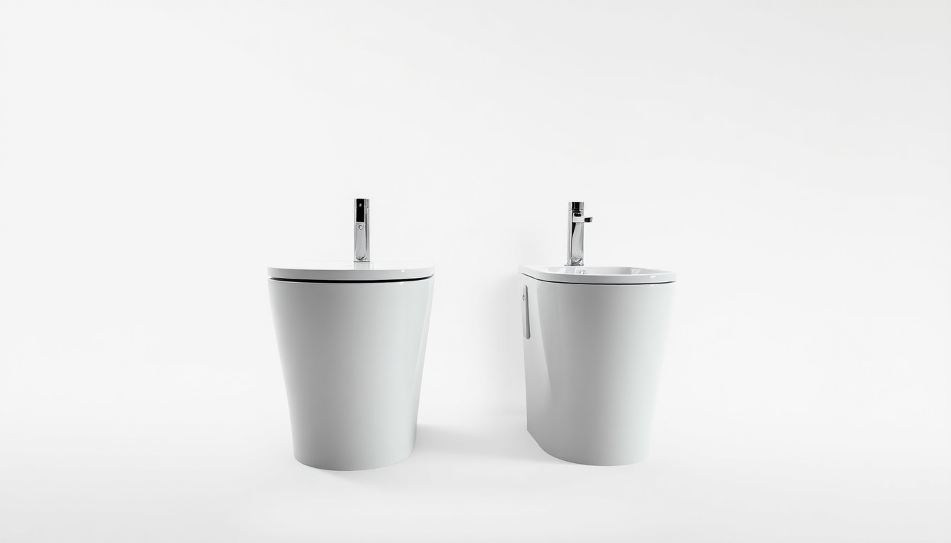 A high-end, photorealistic studio still-life photograph featuring a sleek, modern DeerValley smart toilet and bidet set against a clean, monochromatic white background, conceptually representing the brand's focus on practical innovation and human-centric design.