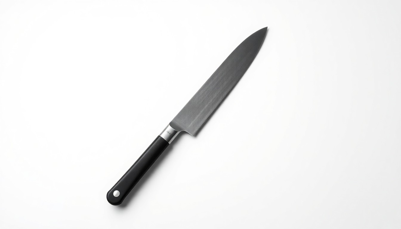 A close-up, photorealistic image of a single, polished steak knife resting on a clean, white background, symbolizing the core of the 801 Chophouse brand and the challenges facing the restaurant industry.