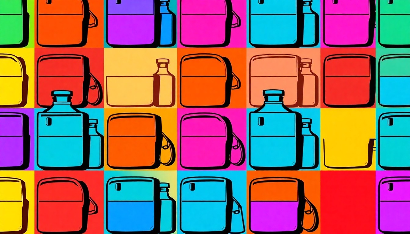 A bold, colorful silkscreen print featuring multiple images of a stethoscope and a pen or pencil, representing the dual interests of student journalism and the medical field that drive this Tulane University undergraduate.