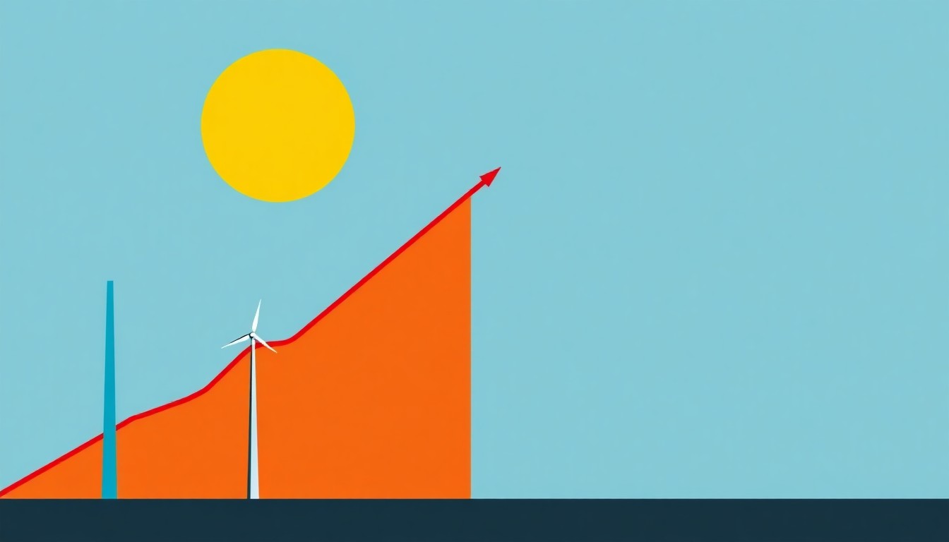 A vibrant abstract illustration composed of overlapping triangles and circles in shades of blue, green, and yellow, conceptually representing the growth of renewable energy capacity driven by expiring tax incentives.