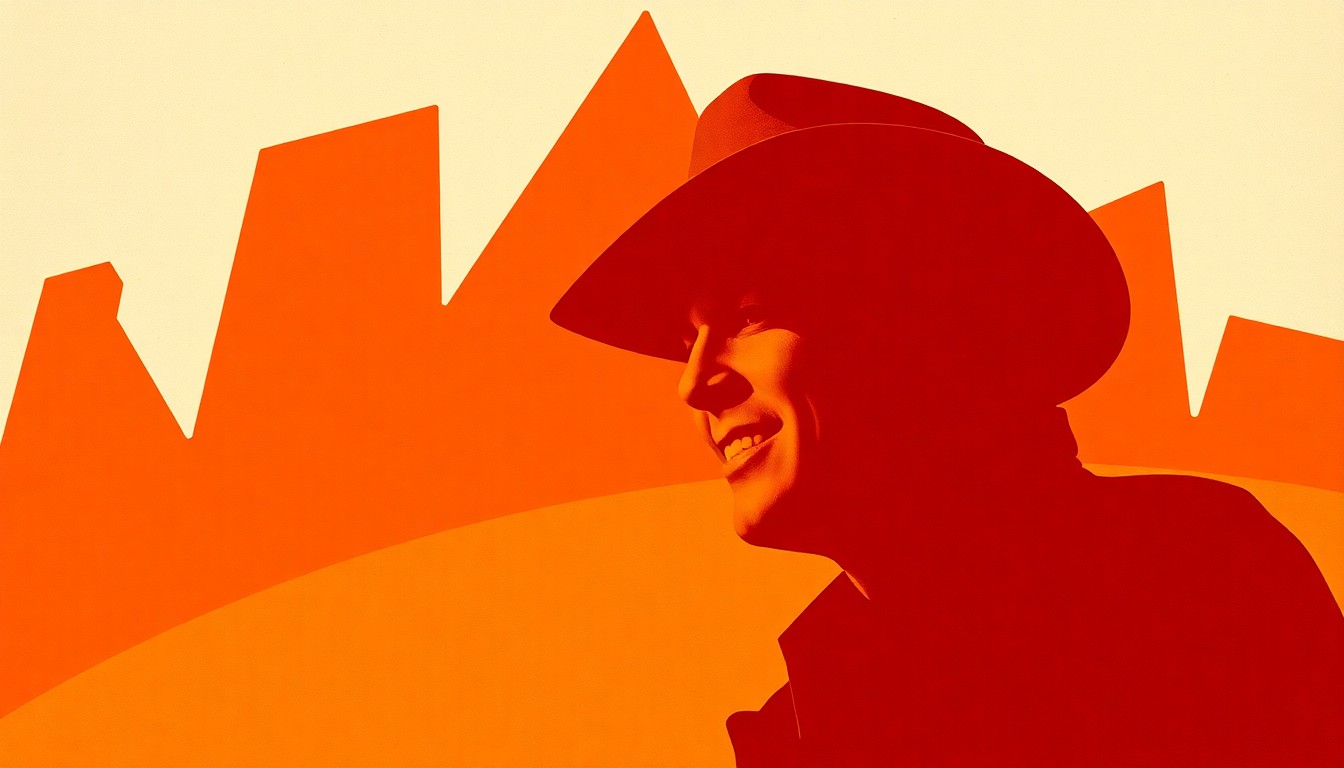 An abstract, minimalist illustration featuring jagged, overlapping shapes in warm earth tones, conceptually representing the enduring legacy of a legendary country music songwriter.