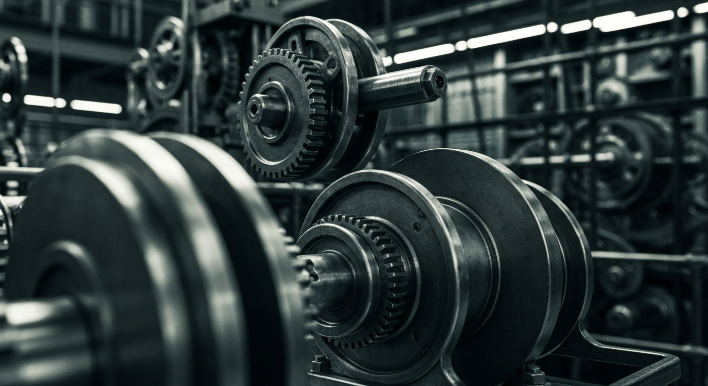 An extreme close-up of the gears, levers, and electronic components that make up the inner workings of a financial trading platform, captured in a high-contrast, industrial style that conveys the complex infrastructure powering global markets.