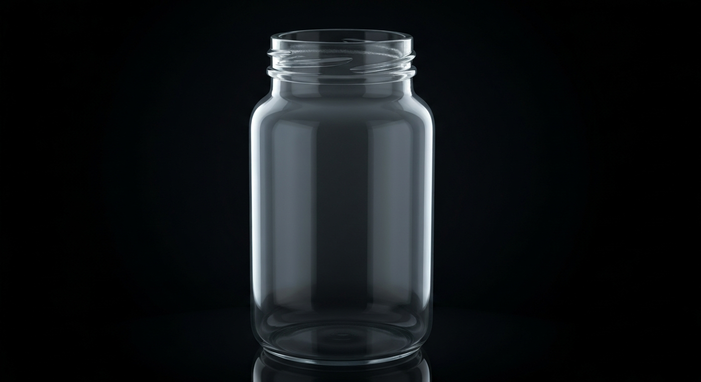 A ghostly, translucent X-ray image of the internal structure of a glass jar, conceptually representing the issue of glass contamination in food products.