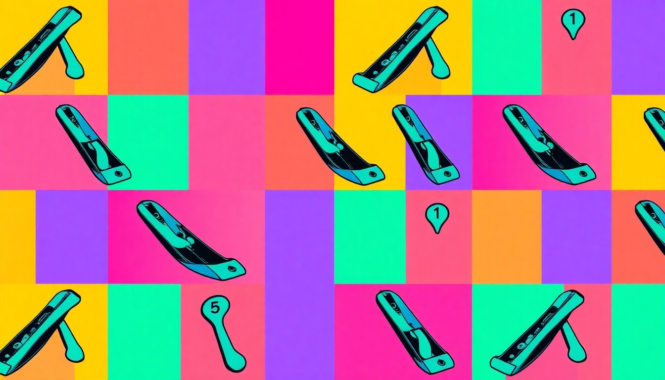 A brightly colored, high-contrast silkscreen-style illustration of a wood plane tool repeated in a tight grid pattern, capturing the hands-on, creative nature of the Industrial Technology program at Greene County High School.