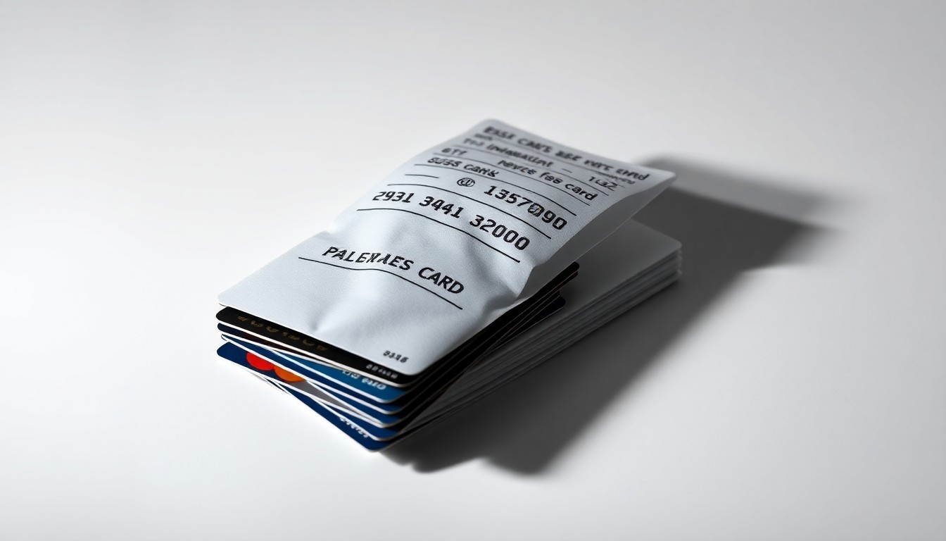 A high-end, photorealistic studio still-life photograph featuring a stack of credit and debit cards partially obscured by a receipt, conveying the abstract concept of consumer privacy and financial security.