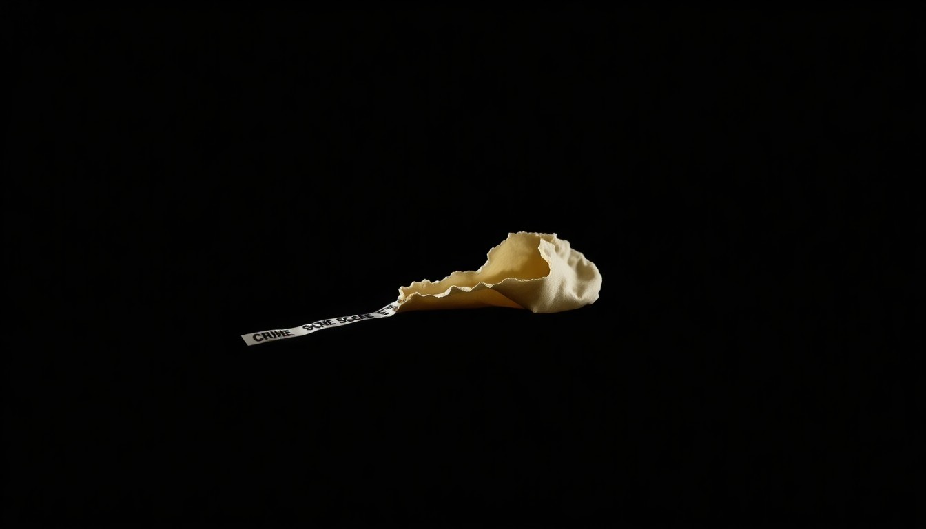 An extreme close-up photograph of a torn piece of fabric, its texture and fibers dramatically illuminated by a harsh camera flash against a black background, conceptually representing the investigation into a missing person case.