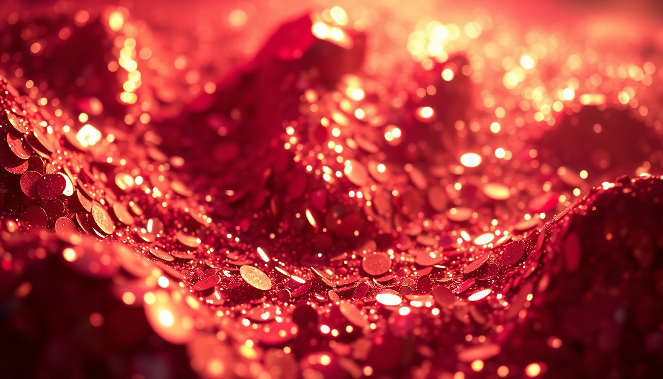 An abstract close-up image of glittering sequins and shattered glass, capturing the glamour and high-energy of Billie Eilish's concert tour.