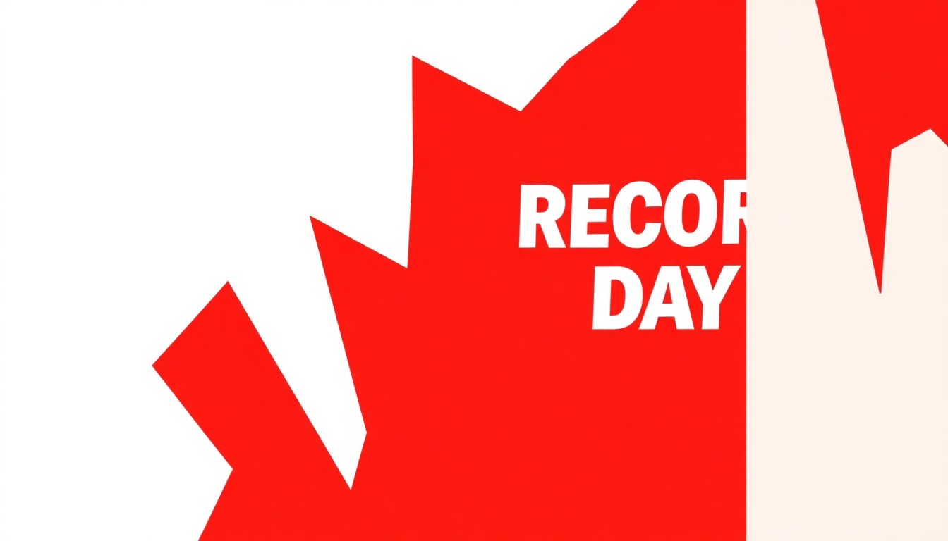 A bold, abstract composition of jagged, overlapping geometric shapes in striking red and white, conceptually representing the excitement and anticipation of Record Store Day.