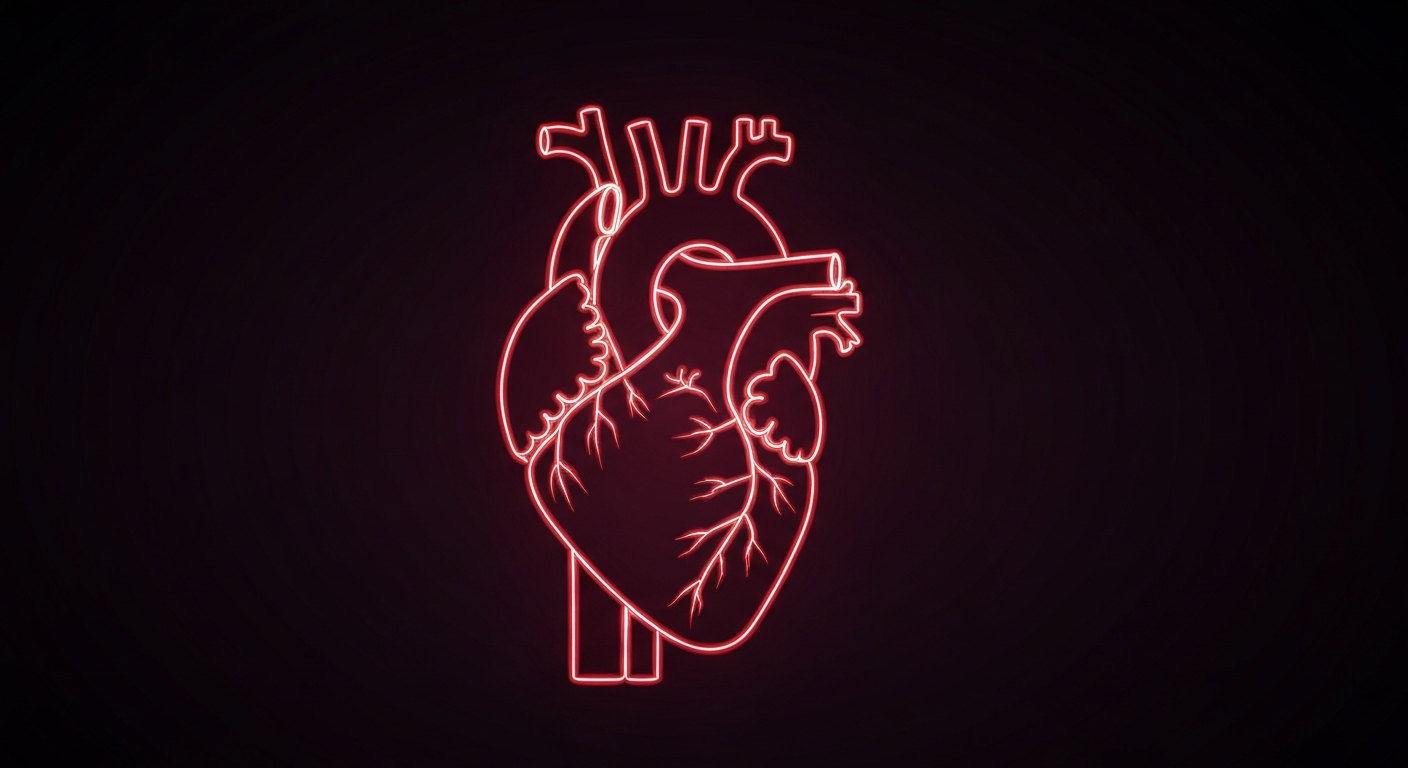 A vibrant, neon outline of a human heart glowing against a dark background, conceptually representing the life-giving power of organ donation.