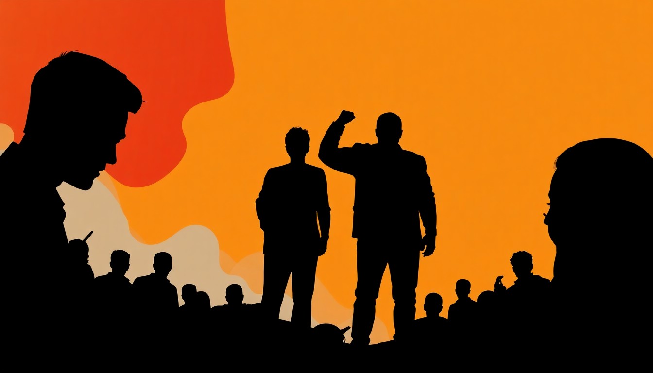 A striking black and white graphic design featuring jagged, angular silhouettes of people in motion, conveying a sense of drama and unease around a reality television production scandal.