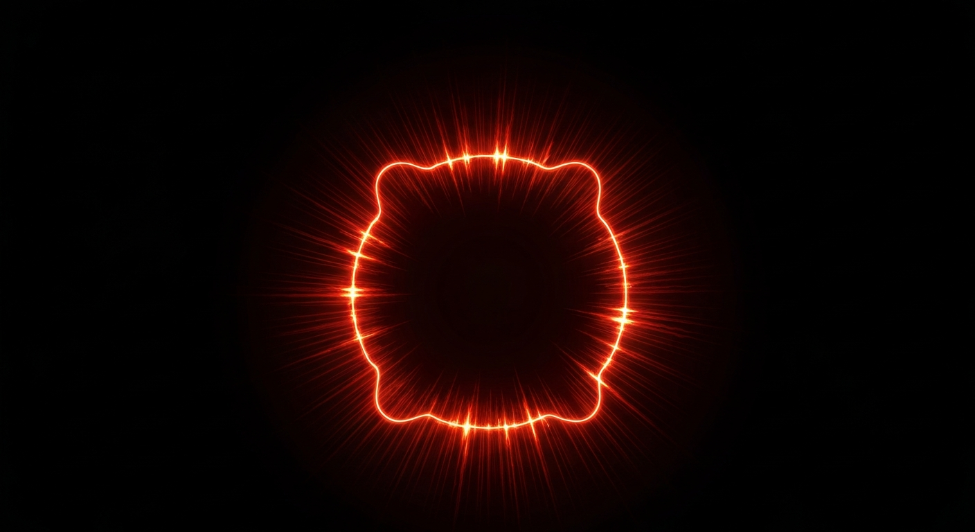 A glowing neon outline of a medicine bottle or pill capsule against a dark background, with the outline pulsing and vibrating with energy, conceptually representing the importance of safely disposing of unused prescription drugs.