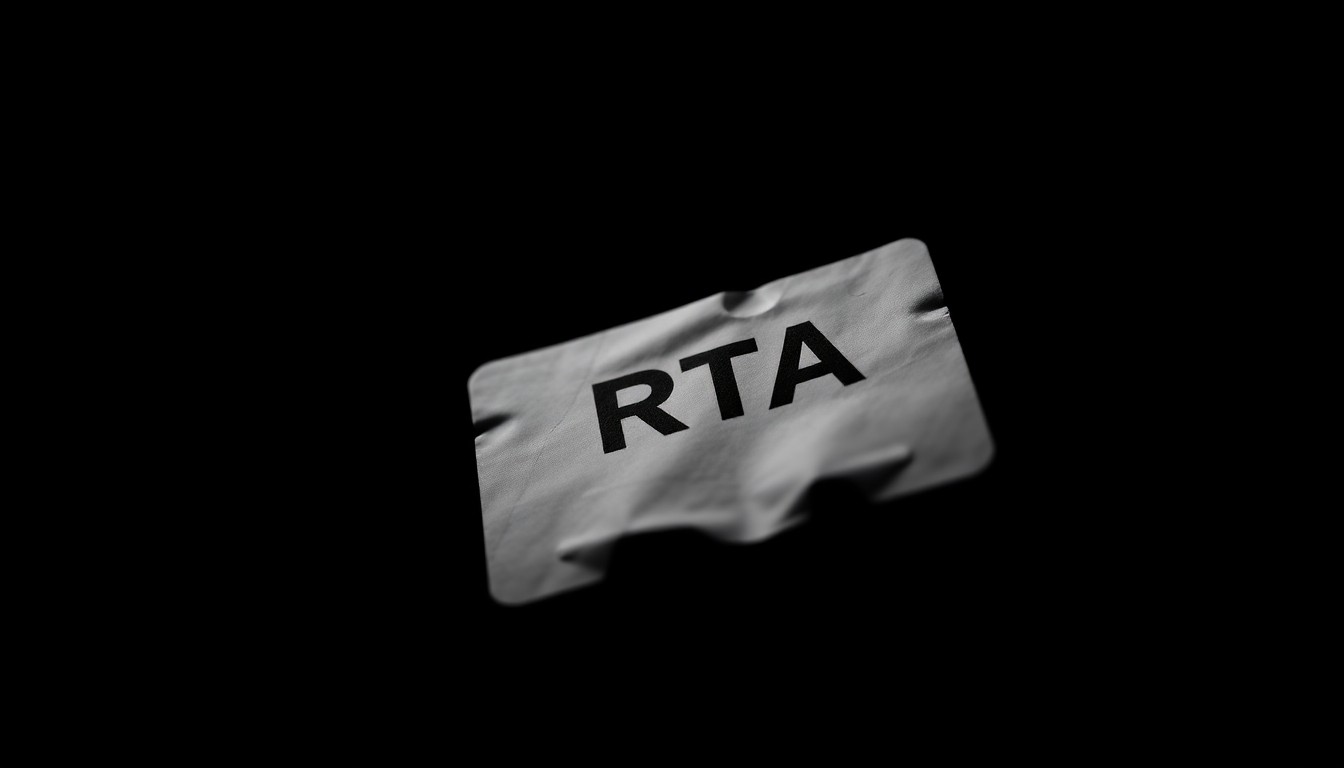 An extreme close-up of a crumpled employee badge, dramatically lit by a harsh flash against a dark background, conceptually representing the allegations of misconduct at the New Orleans RTA.