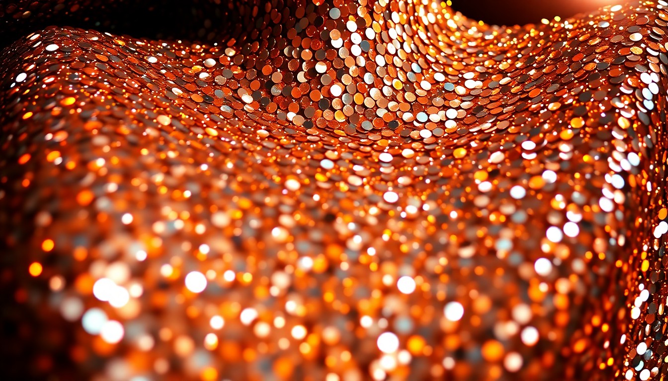 An abstract close-up photograph of shimmering, high-contrast sequins, capturing the glitz and glamour of Meghan Trainor's pop music career.