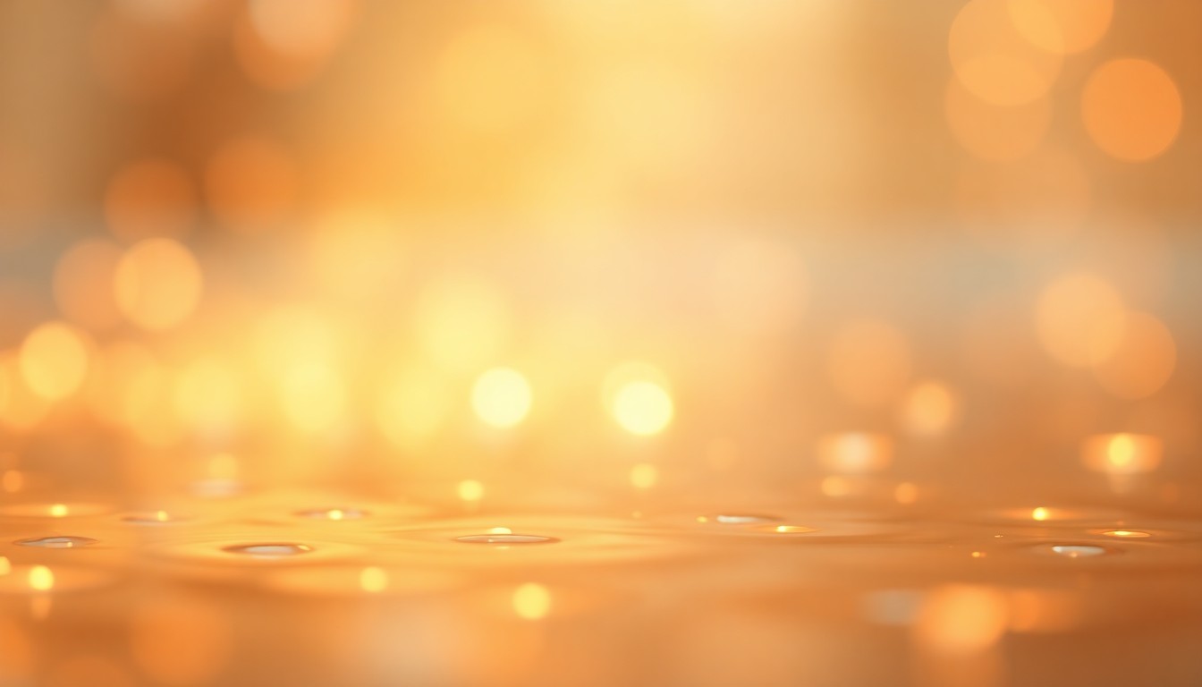 An extremely abstracted, out-of-focus photograph shot through condensation or rain-streaked glass, composed entirely of warm, soft pools of light in shades of amber, peach, and gold, creating a dreamlike, introspective scene.