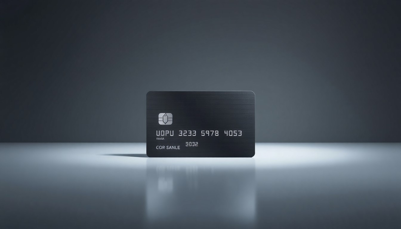 A high-end, photorealistic studio still-life photograph featuring a sleek, metallic corporate credit card resting on a smooth, reflective surface, conveying a sense of premium quality and financial power.
