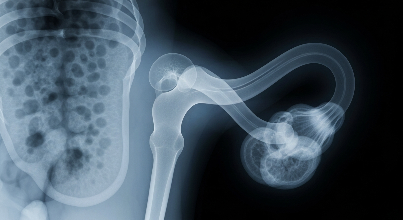 A ghostly, translucent X-ray photograph revealing the internal structure of a human reproductive organ in shades of blue and grey, conceptually representing the importance of routine STI screening.