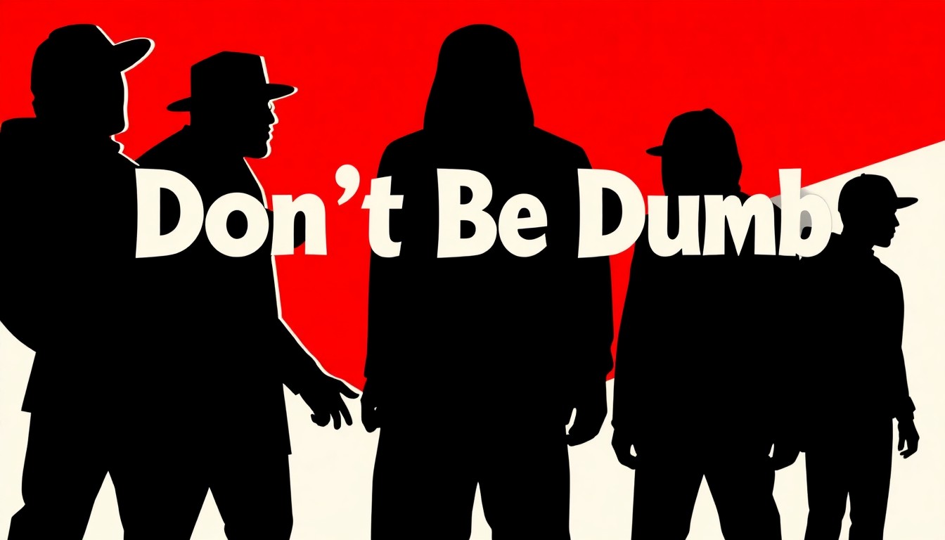 A bold, abstract composition of jagged, geometric shapes in red and black, conceptually representing the 'Don't Be Dumb' hip-hop tour without using any text or literal imagery.