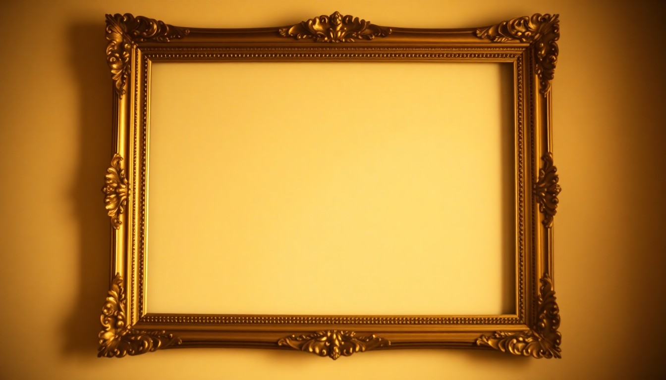 An abstract, out-of-focus photograph of an empty, ornate picture frame hanging on a wall, with the edges of the frame blurred into pools of warm, hazy light, conceptually representing the rescue and potential loss of an iconic presidential portrait.