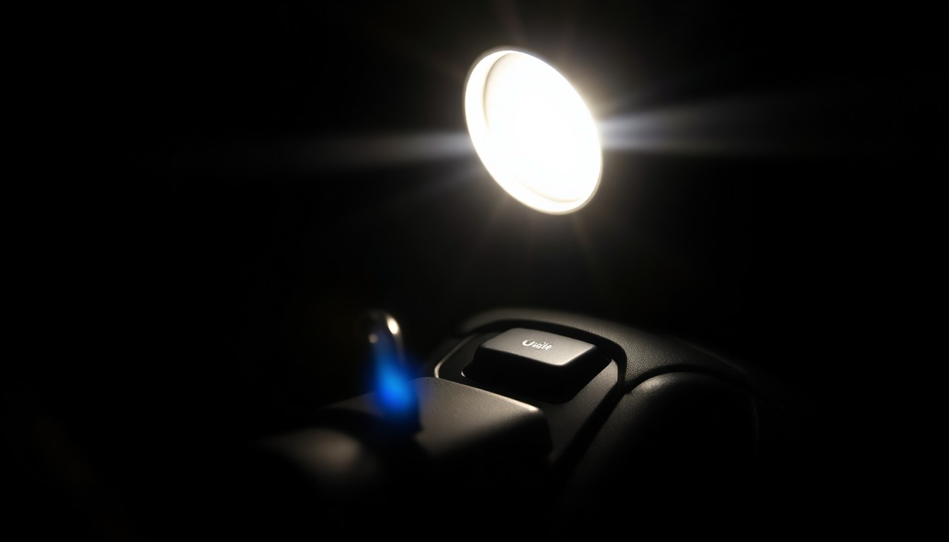 An extreme close-up of a car key and ignition switch, dramatically lit by a harsh flash against a dark background, conceptually representing the serious consequences of driving under the influence.