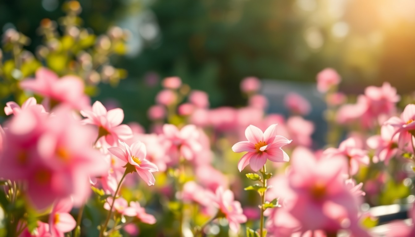 An extremely abstracted, out-of-focus photograph of a lush, colorful garden in soft pools of warm light, conveying a sense of tranquility and the simple pleasures of nature.