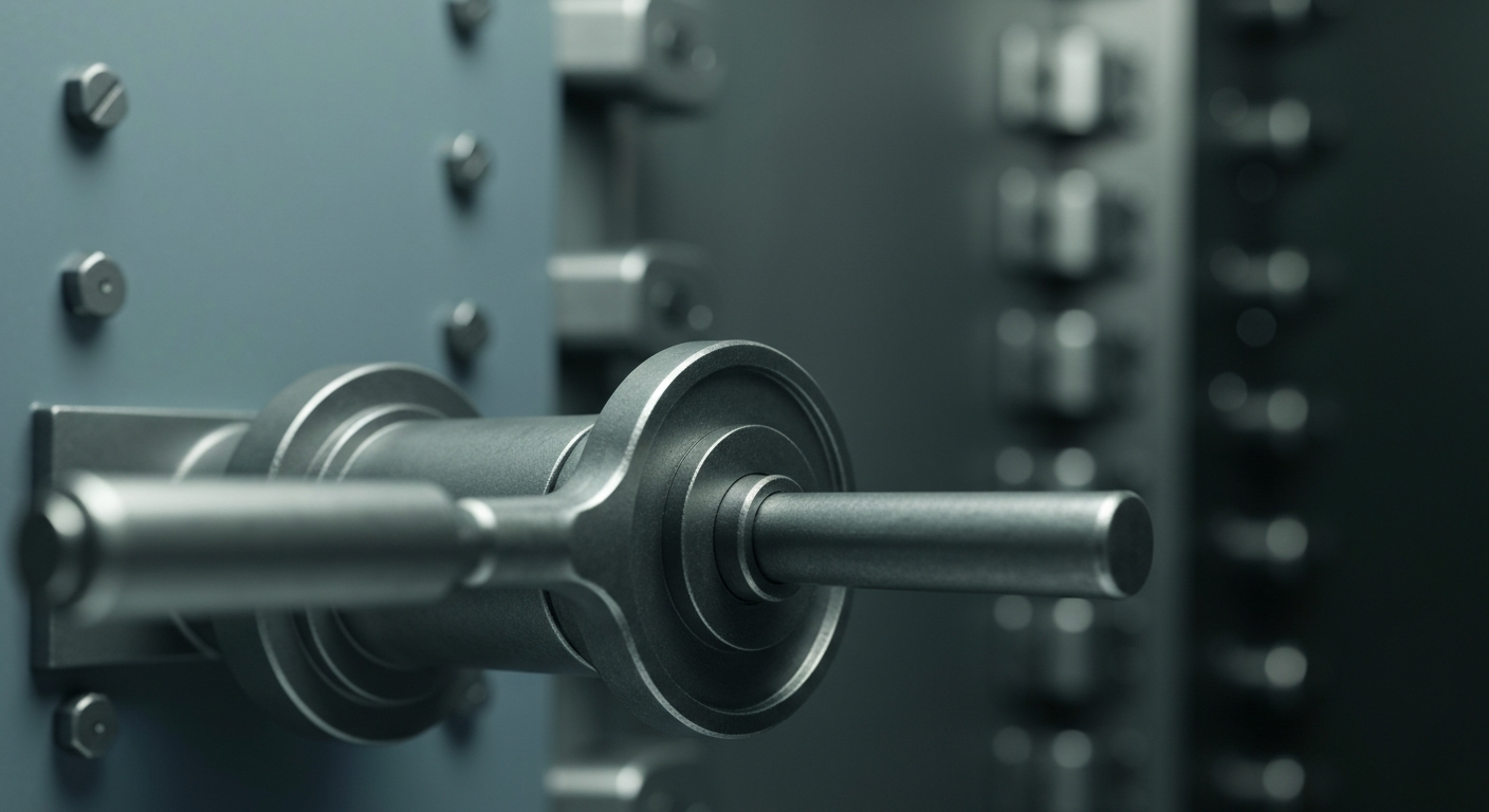 An extreme close-up of the intricate machinery and mechanisms that power the banking industry, conveying a sense of the hidden complexity and scale of modern finance.