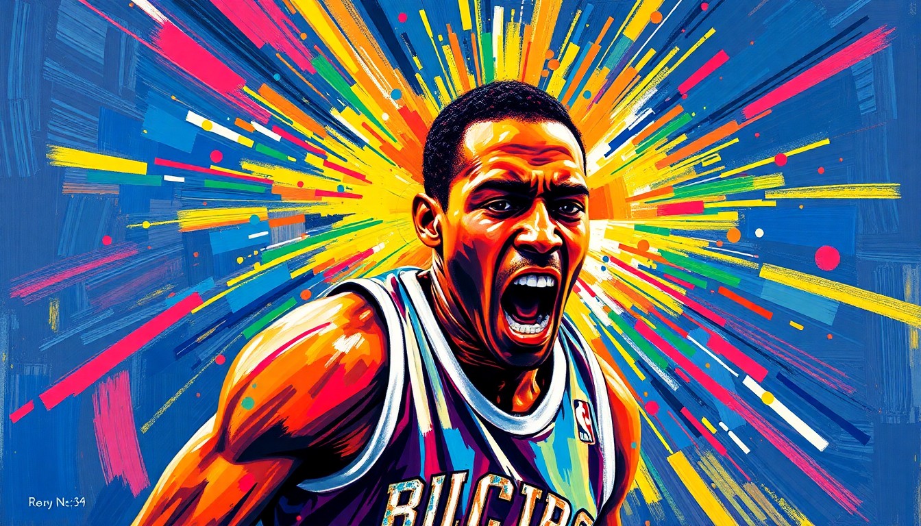 An abstract, expressionist painting using vibrant neon brushstrokes in shades of blue, green, and orange to depict the energy and determination of an individual overcoming personal health challenges.