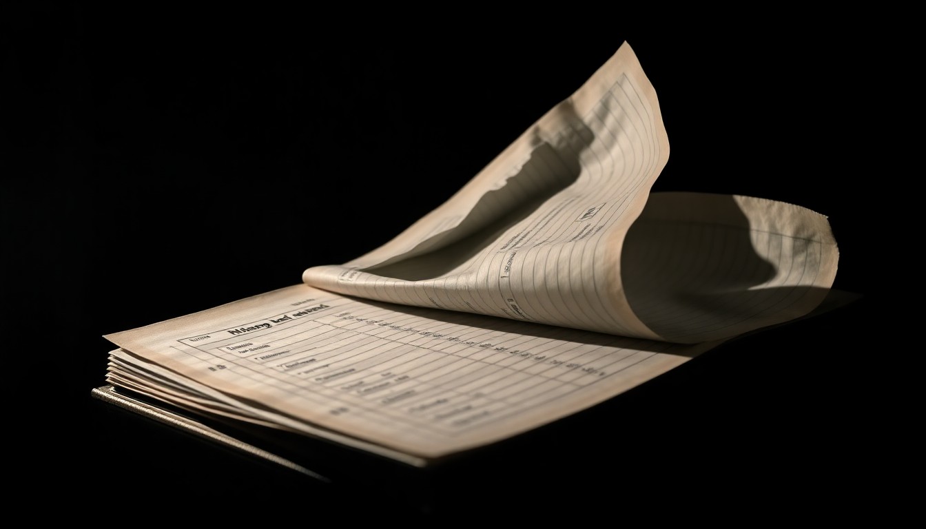 An extreme close-up of a crumpled financial document reflecting a harsh, direct camera flash, conveying a gritty, investigative mood around a fraud case in a private school.