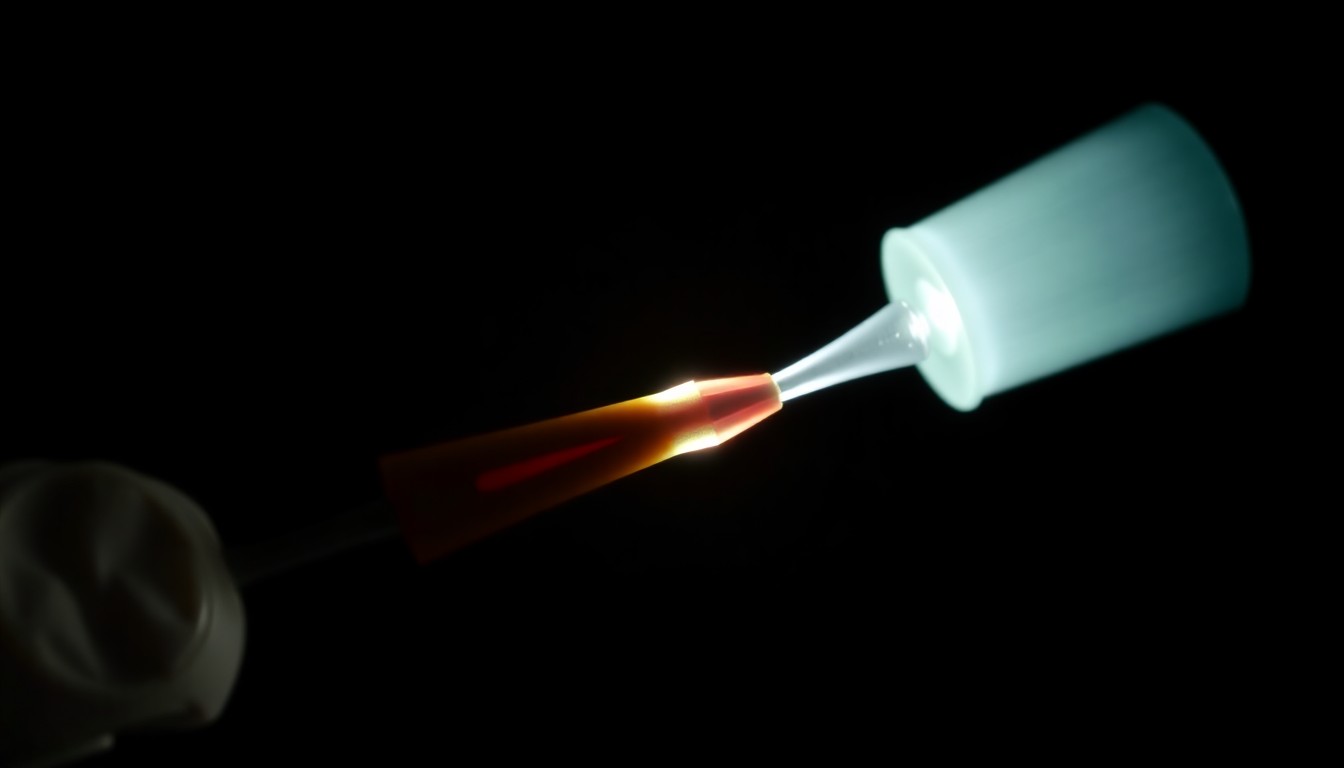 An extreme close-up of a dental tool, such as a pair of forceps or a dental mirror, sharply lit by a harsh flash against a dark background, conveying a sense of the stark, gritty reality of this crime.
