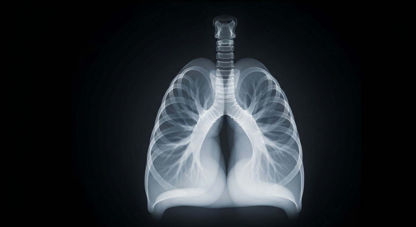 A translucent X-ray photograph revealing the ghostly outline of a human lung, glowing with an ethereal energy to symbolize the life-saving gift of organ donation.