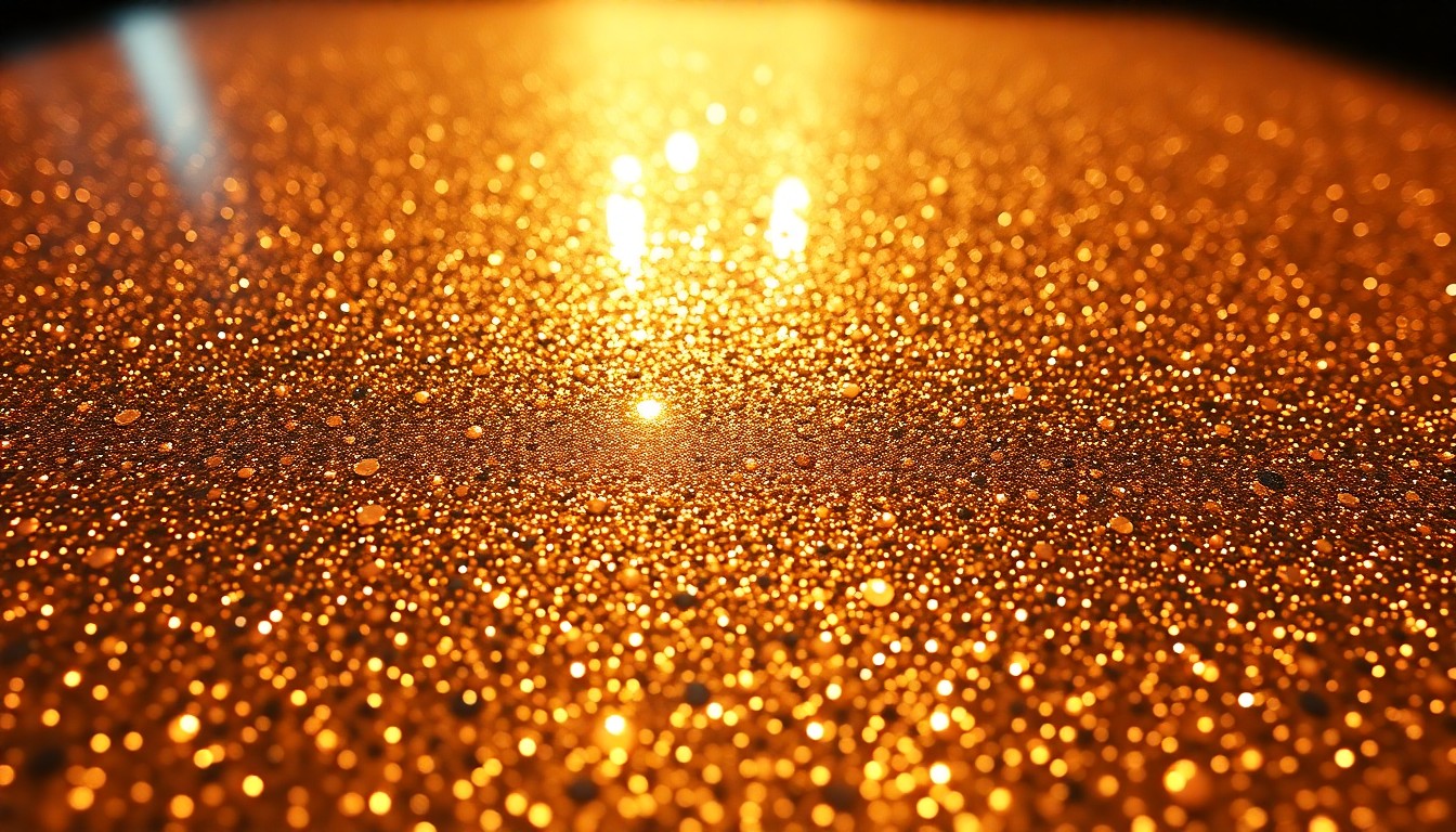 An extreme close-up photograph of a shiny, glittering surface in high-contrast studio lighting, evoking the glamour and luxury of a music industry album release.