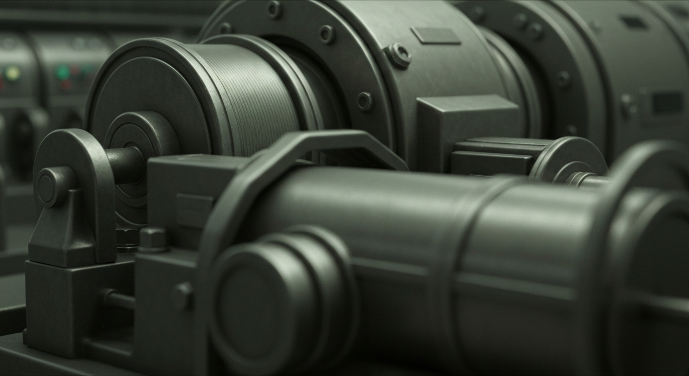 An extreme close-up of industrial machinery and equipment in muted, metallic tones, representing the tangible financial infrastructure and institutional power of the utility sector.