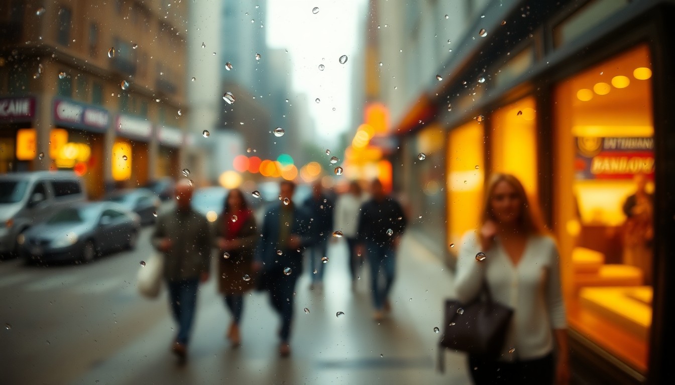 An abstract, impressionistic scene of blurred, warm-toned figures walking on a city street, conveying the compassionate support services offered by the Homeless Empowerment Program.