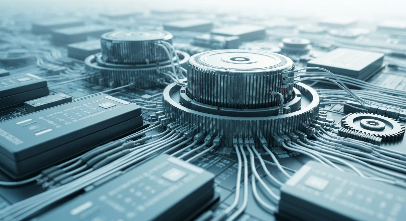 An extreme close-up of gears, levers, and other heavy industrial banking equipment, conceptually representing the complex financial infrastructure underlying pharmaceutical stocks.