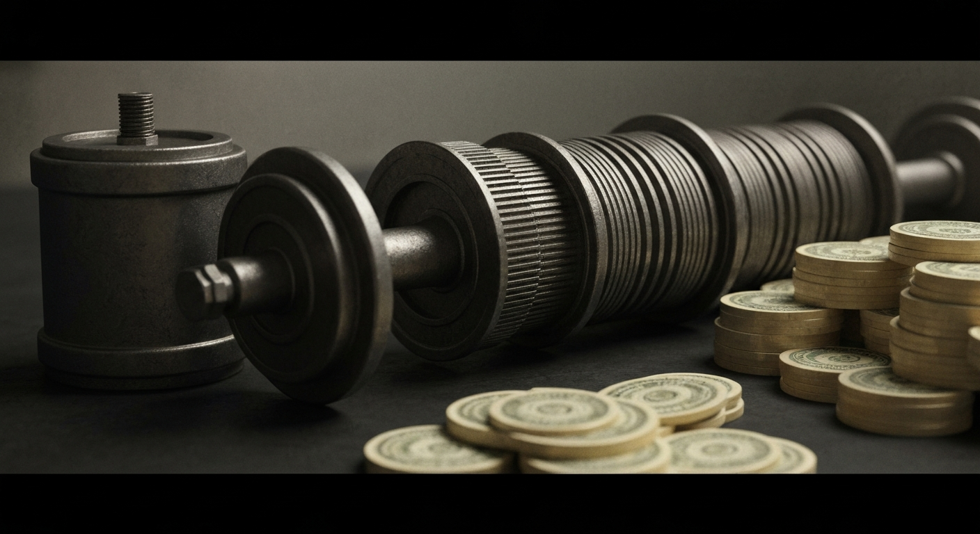 An extreme close-up of complex financial machinery and equipment, conveying the tangible, industrial nature of institutional banking and investment.