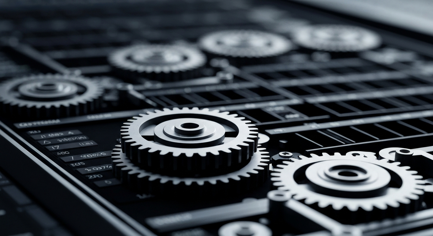 An extreme close-up of the intricate gears and mechanisms of a stock trading terminal, representing the complex financial infrastructure that powers global marketing and advertising firms.