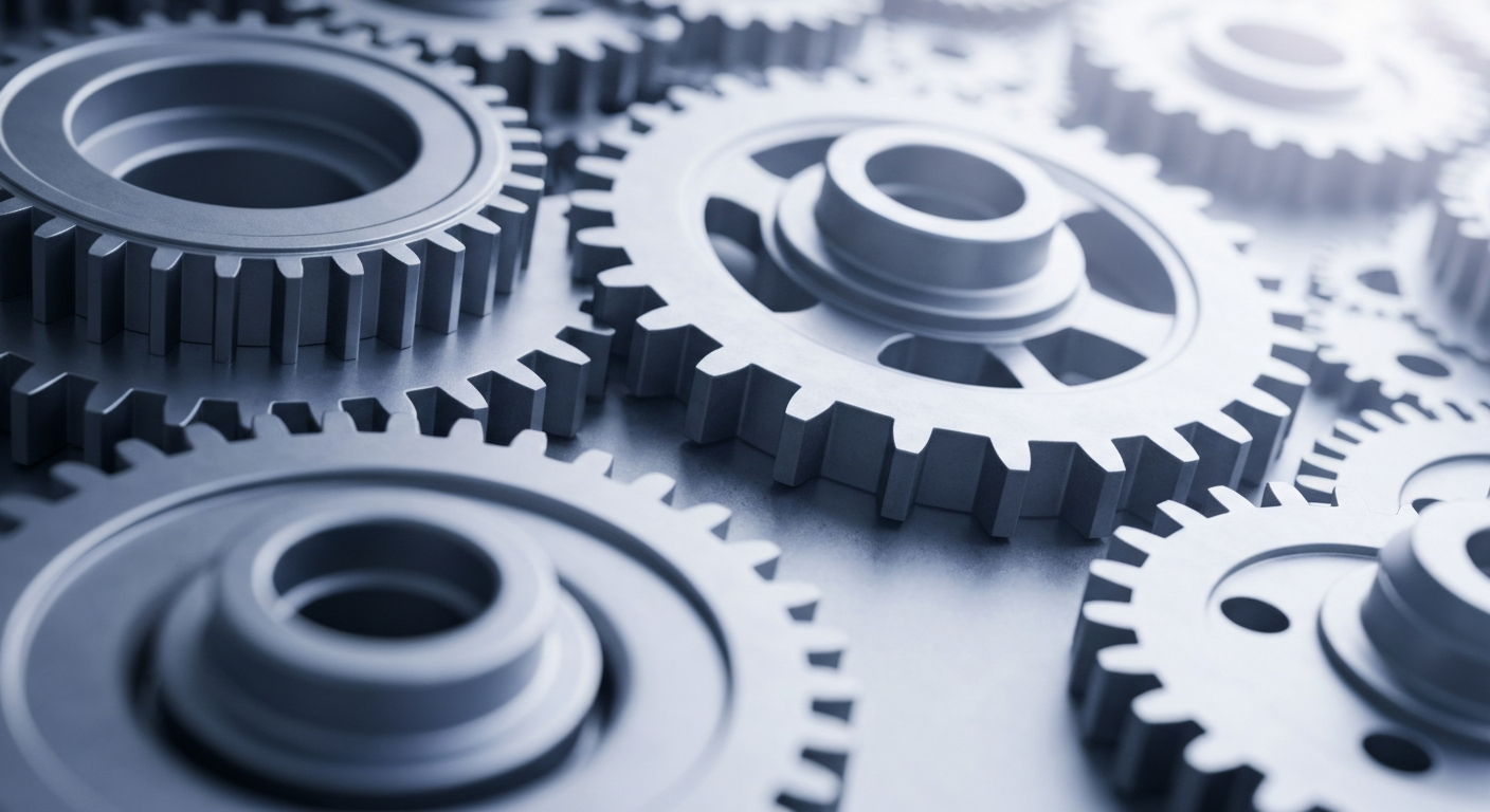 A highly detailed, black-and-white close-up image of the intricate machinery and components that make up the financial infrastructure of the semiconductor industry, conveying a sense of the industry's complexity and importance without using any text or identifiable elements.