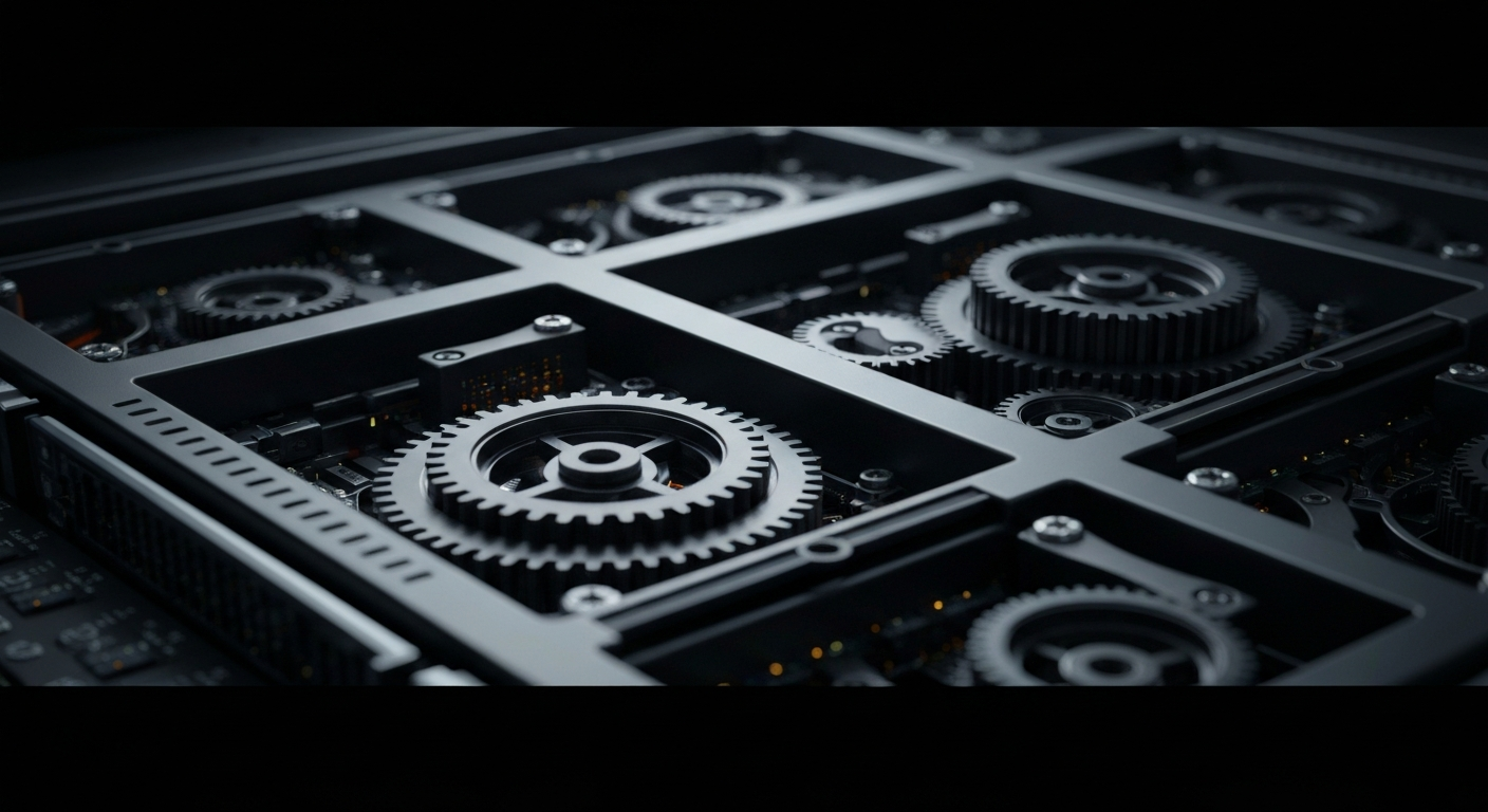 An extreme close-up of the inner workings of a high-tech media server, with its gears, circuits, and cooling systems visible, conceptually representing the robust infrastructure behind Netflix's streaming platform.