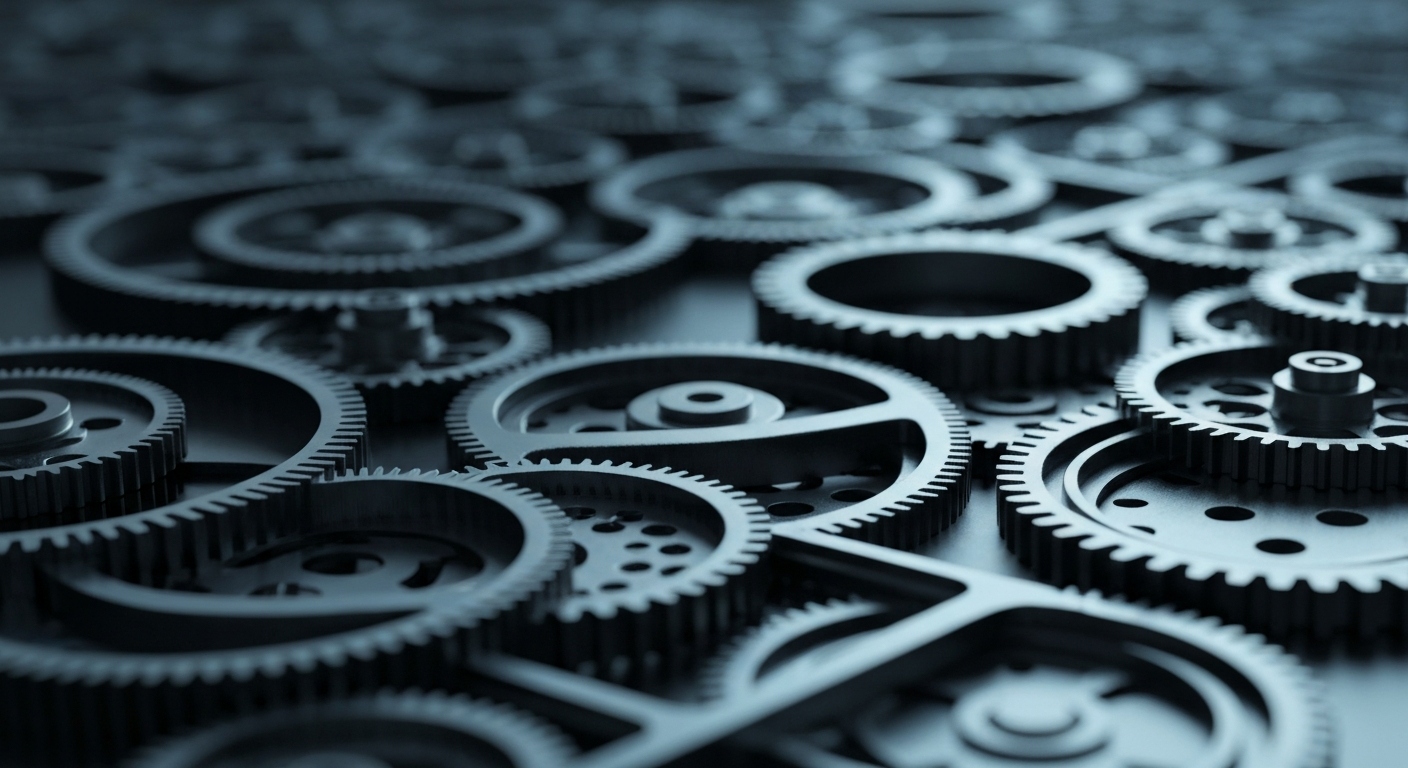 An extreme close-up of the intricate gears and mechanisms of a high-tech financial trading system, representing the complex infrastructure behind institutional investment decisions.