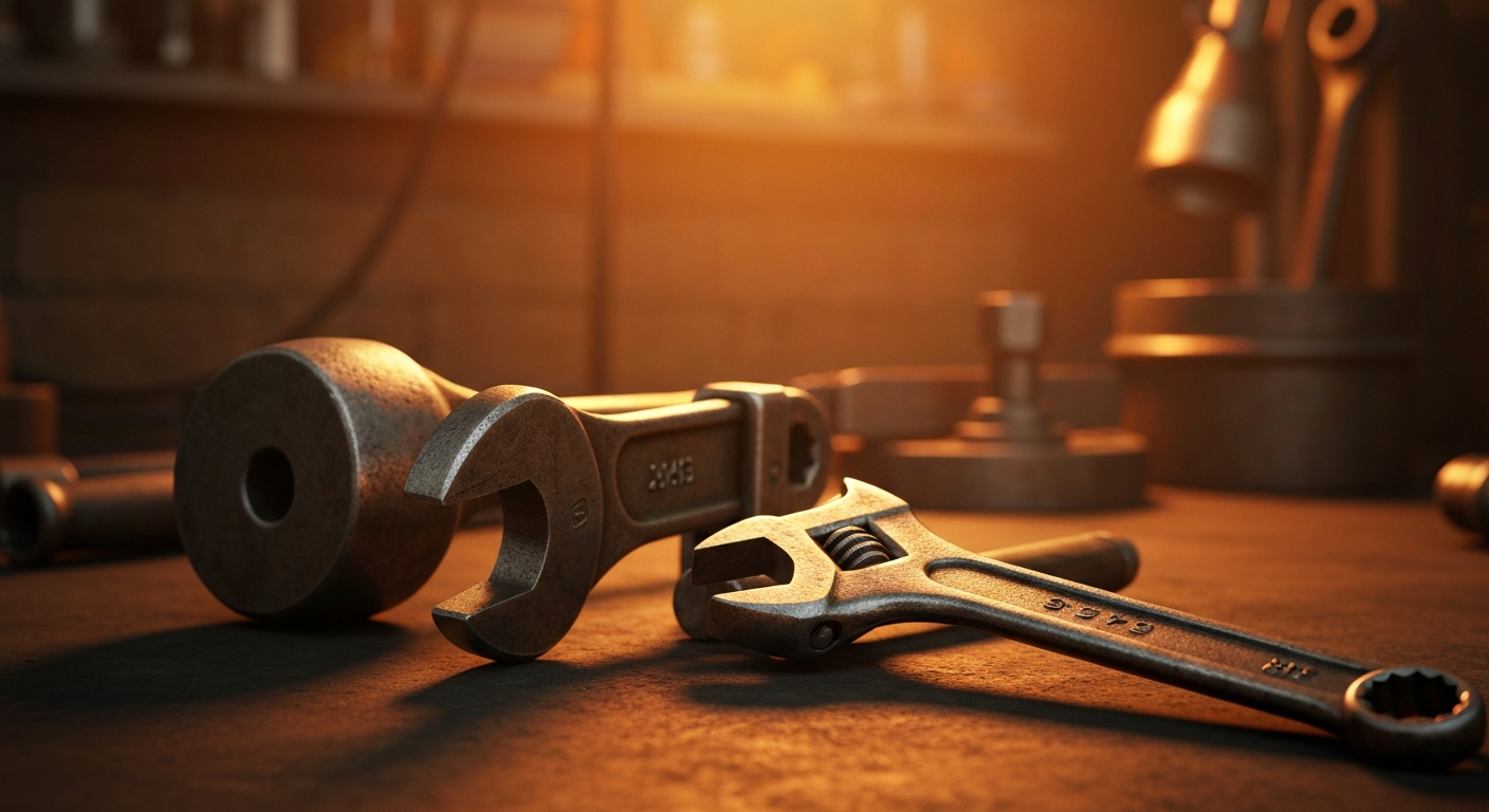 An extreme close-up of various Snap-On tools and machinery, such as wrenches, sockets, and diagnostic equipment, captured in a cinematic, high-contrast style that emphasizes the rugged, industrial nature of the brand's products.