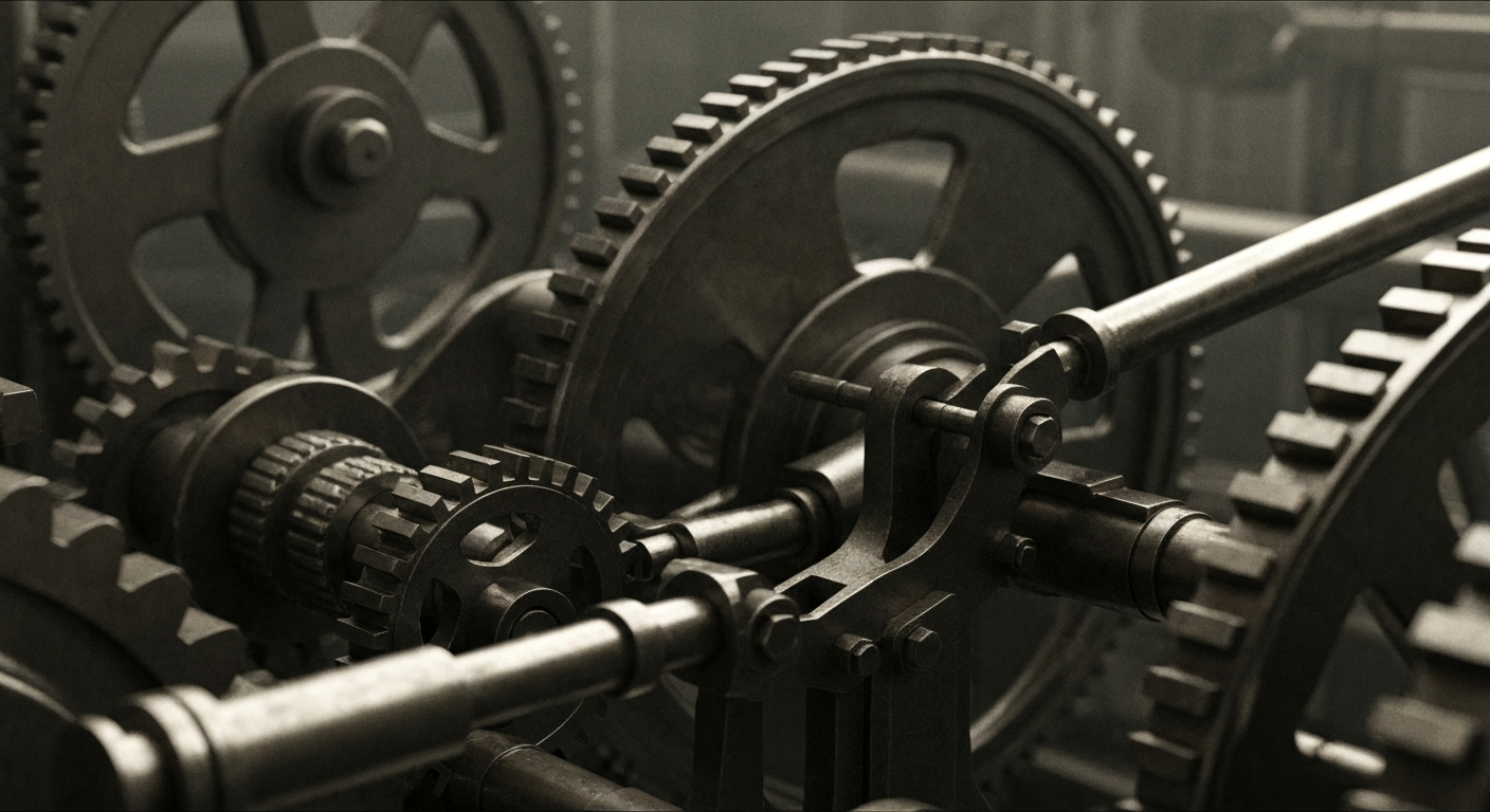 An extreme close-up of industrial banking and financial machinery, representing the complex financial infrastructure supporting a major media conglomerate.