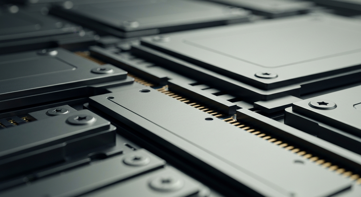 An extreme close-up of highly detailed, polished metal data storage components, conveying the robust engineering and manufacturing prowess of the Western Digital brand.