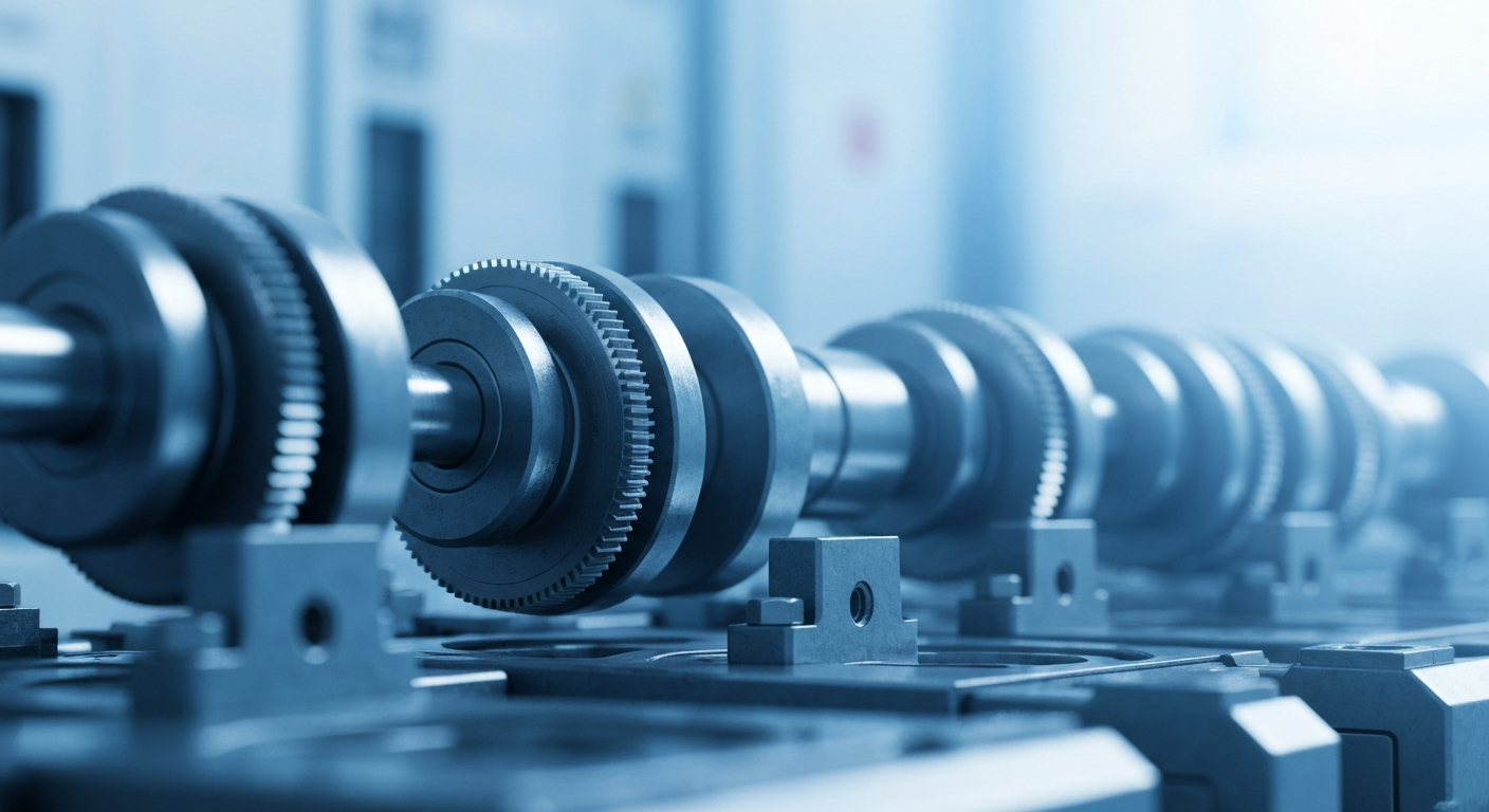 An extreme close-up of various metal gears, levers, and components of a complex banking or financial mechanism, conveying the intricate and powerful nature of institutional investing without using any text or identifiable elements.