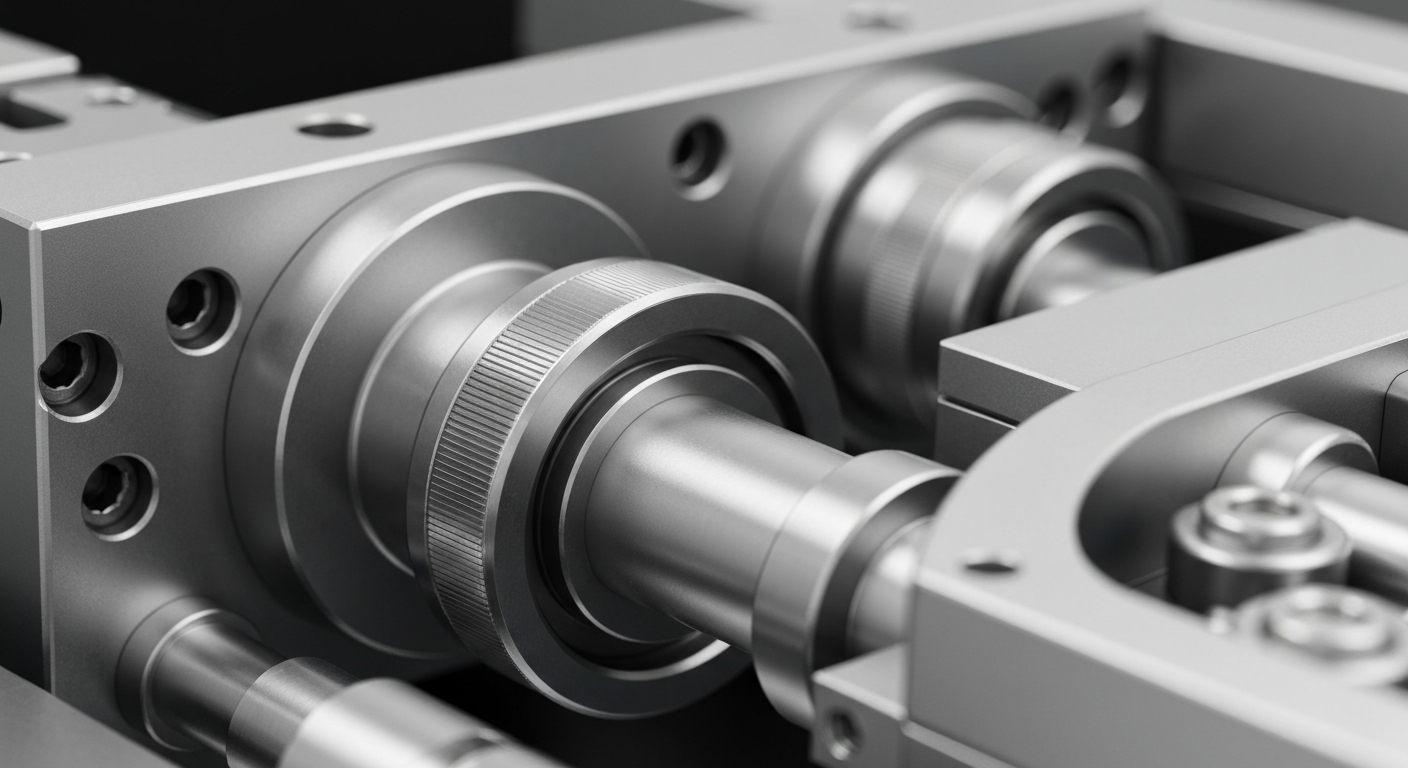 A highly detailed, cinematic macro photograph of the inner workings of Hologic medical equipment, showcasing the complex engineering and manufacturing behind the company's diagnostic and imaging technologies.