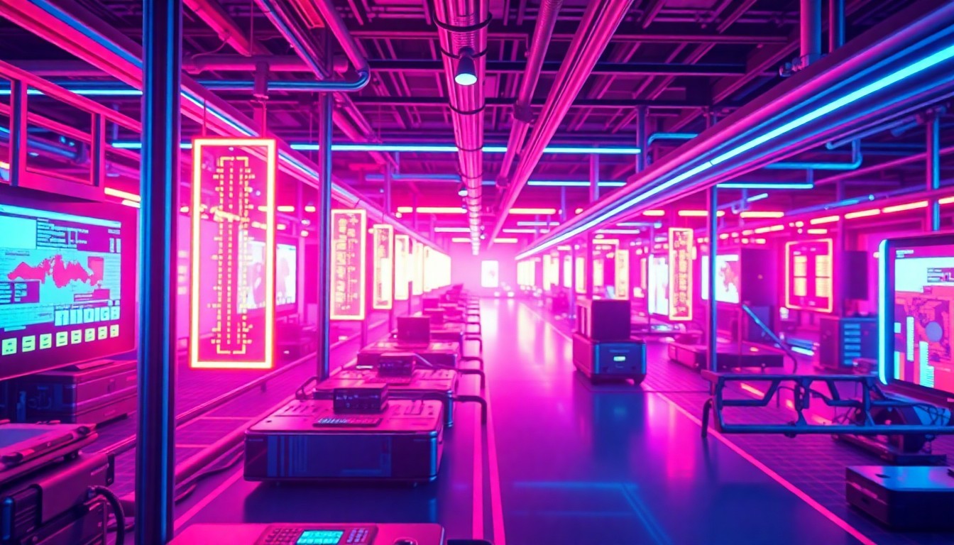 A highly detailed, glowing 3D illustration featuring various interconnected technological components and infrastructure, representing the complex and integrated nature of modern technology.