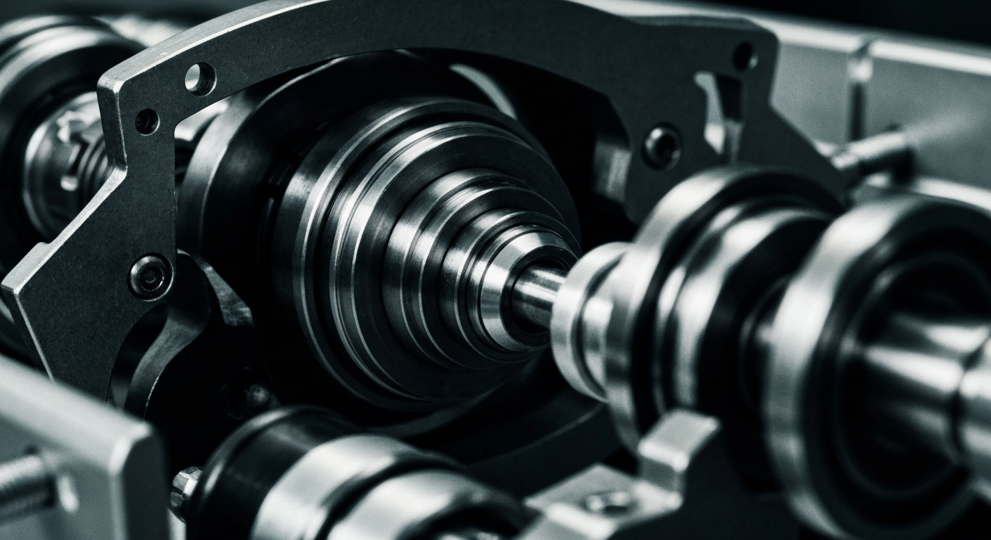 A high-contrast, close-up image of intricate medical device components and machinery, conveying a sense of precision, innovation, and the complex technology behind Boston Scientific's products.